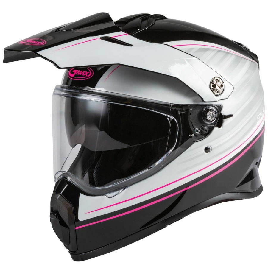 Helmets * | Gmax At-21 Raley Black/White/Pink Dual Sport Helmet