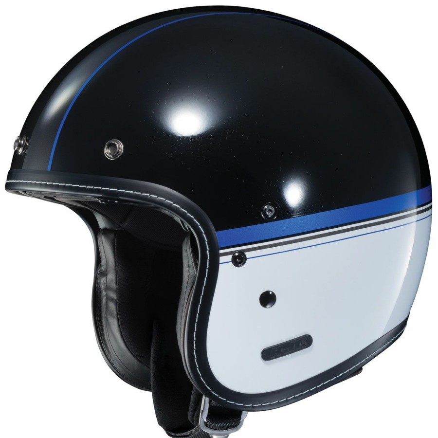 Helmets * | Hjc Is-5 Equinox Black/White/Blue Stripe Open Face Helmet