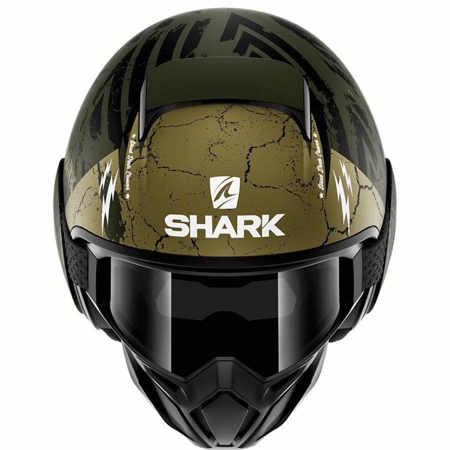 Helmets * | Shark Street Drak Crower Black/Green Open Face Helmet