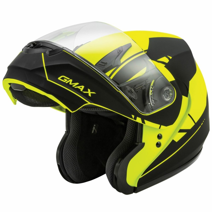 Helmets * | Gmax Md04 Article Hi-Viz/Black Modular Helmet