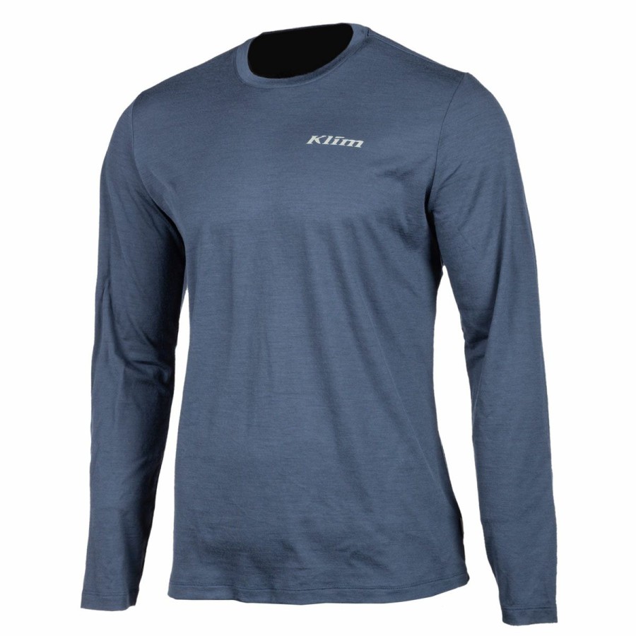 Base Layers & Underwear * | Klim Men'S Teton Merino Wool Blue Long Sleeve Shirt