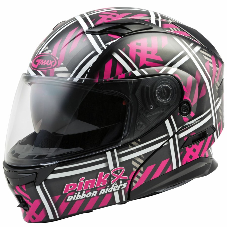 Helmets * | Gmax Md-01 Pink Ribbon Riders Modular Helmet