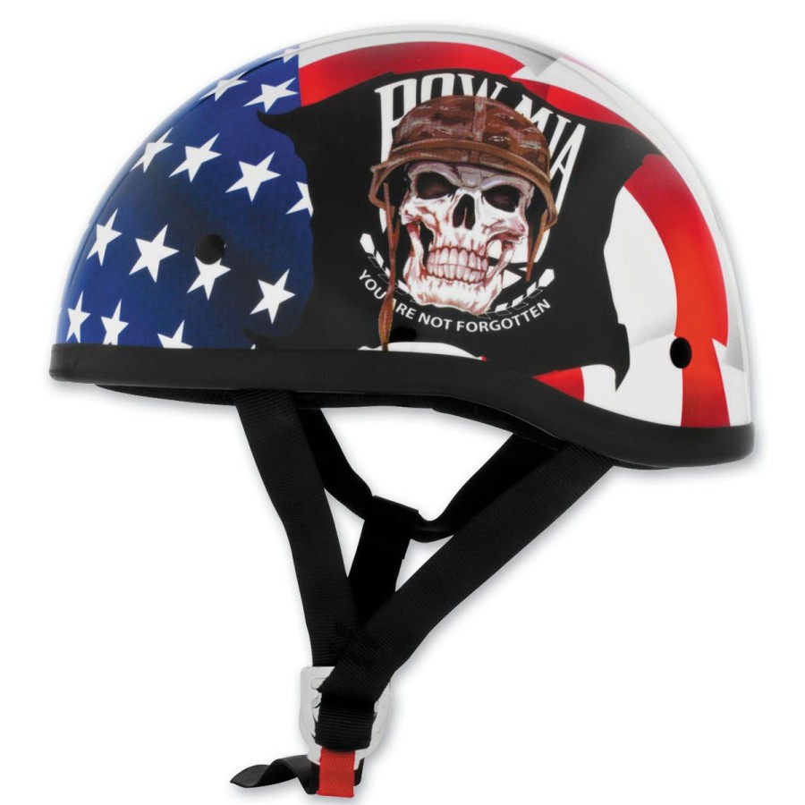 Helmets * | Skid Lid Original Pow Mia Red, White, And Blue Half Helmet