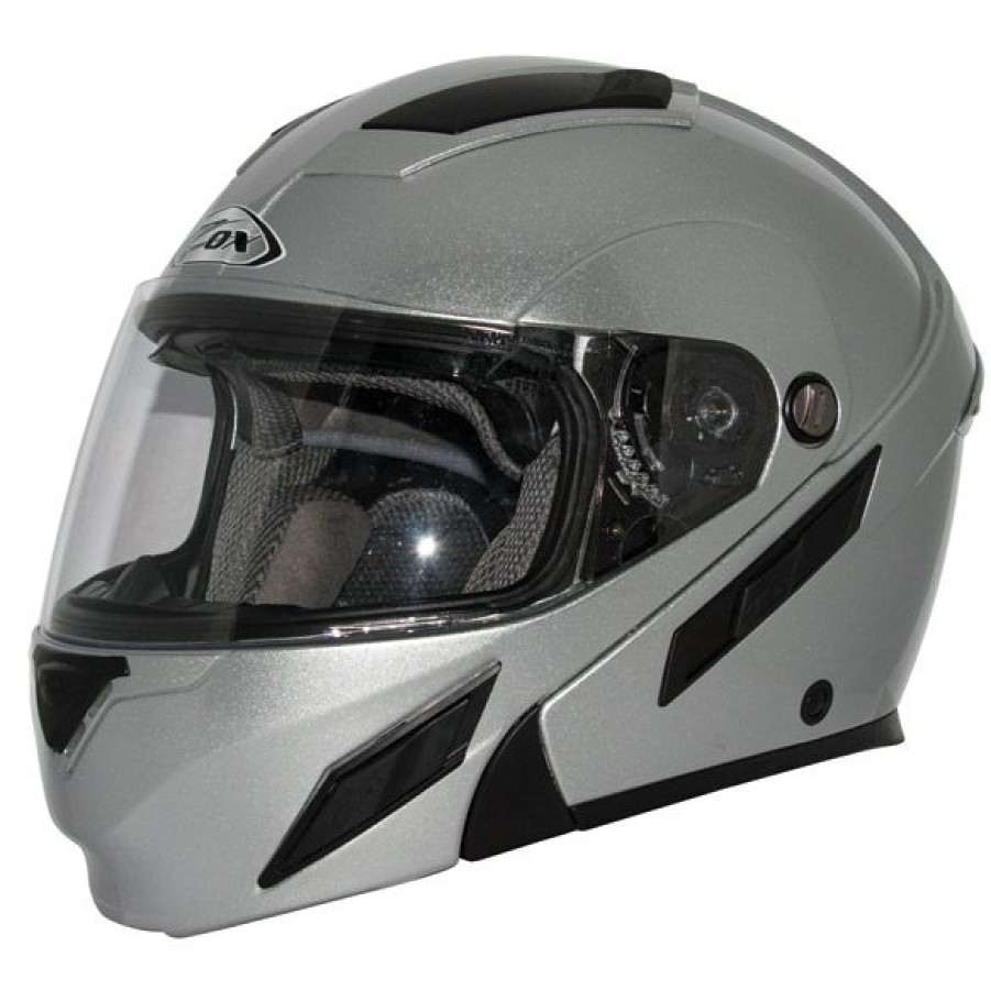 Helmets * | Zox Brigade Svs Silver Modular Helmet