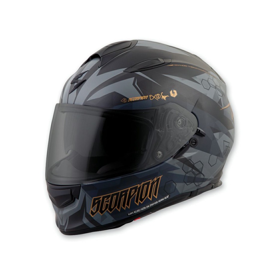 Helmets * | Scorpion Exo Exo-T510 Cipher Black/Gold Full Face Helmet