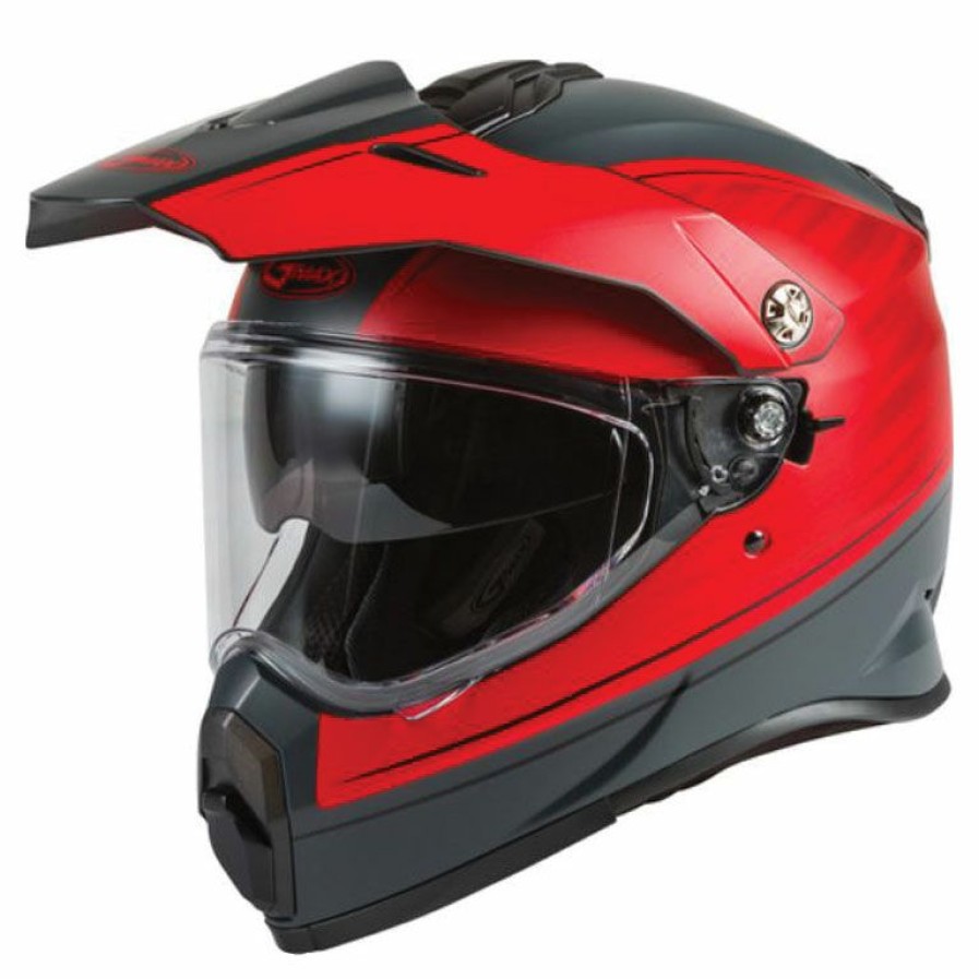 Helmets * | Gmax At-21 Youth Matte Gray/Red Dual Sport Helmet