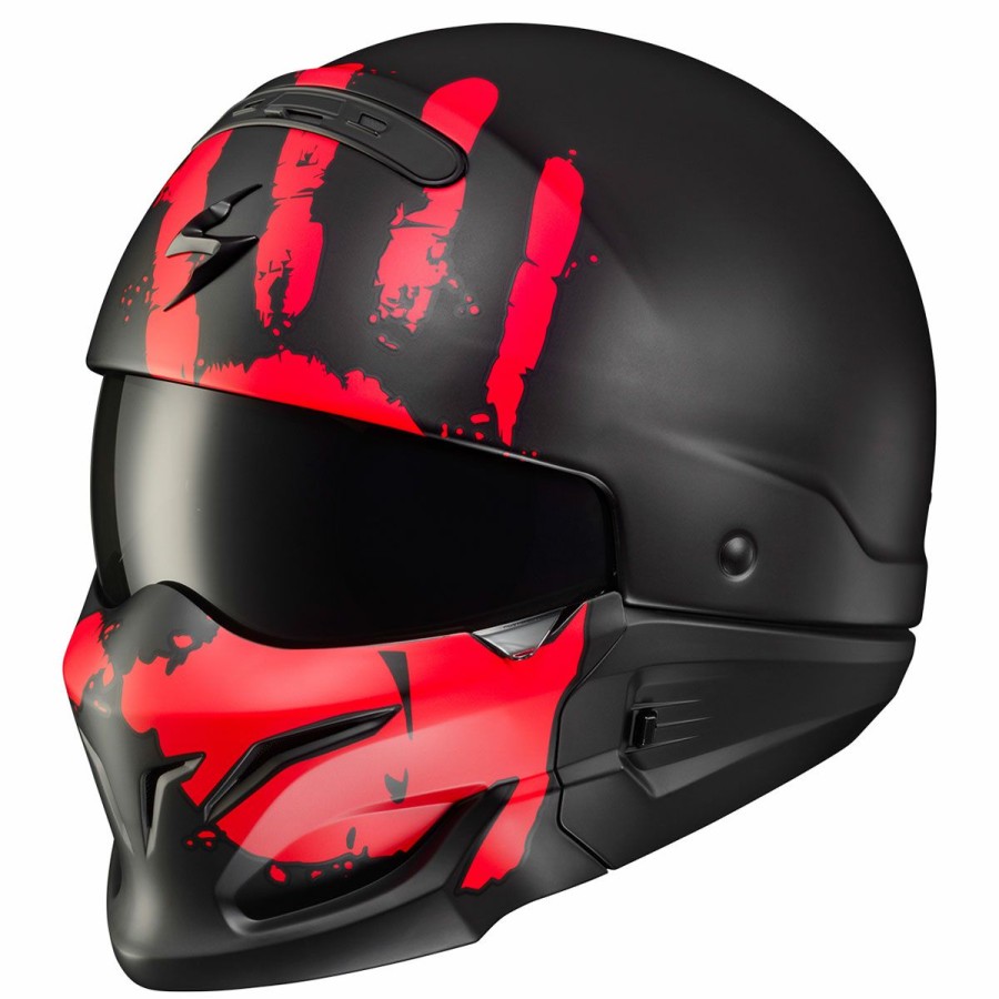 Helmets * | Scorpion Exo Covert X Uruk Black/Red Open Face Helmet