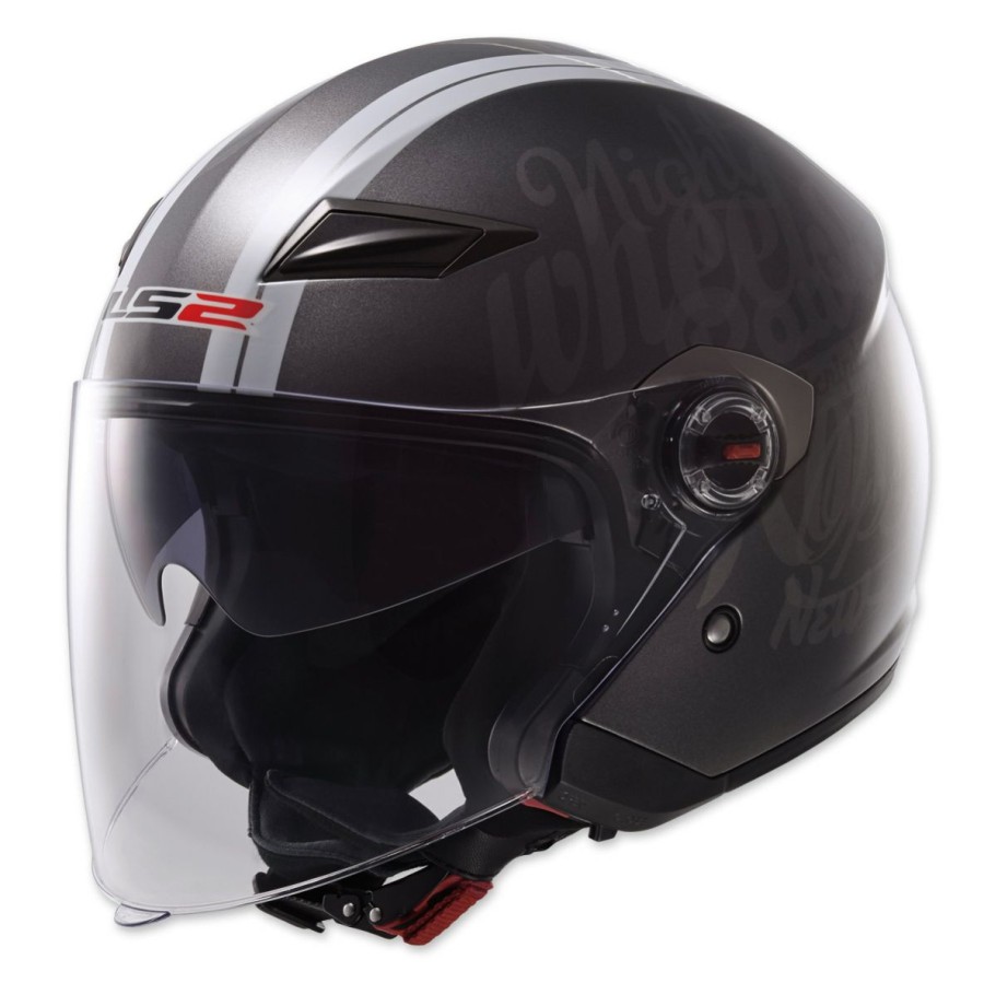 Helmets * | Ls2 Of569 Party Titanium/Black Open Face Helmet