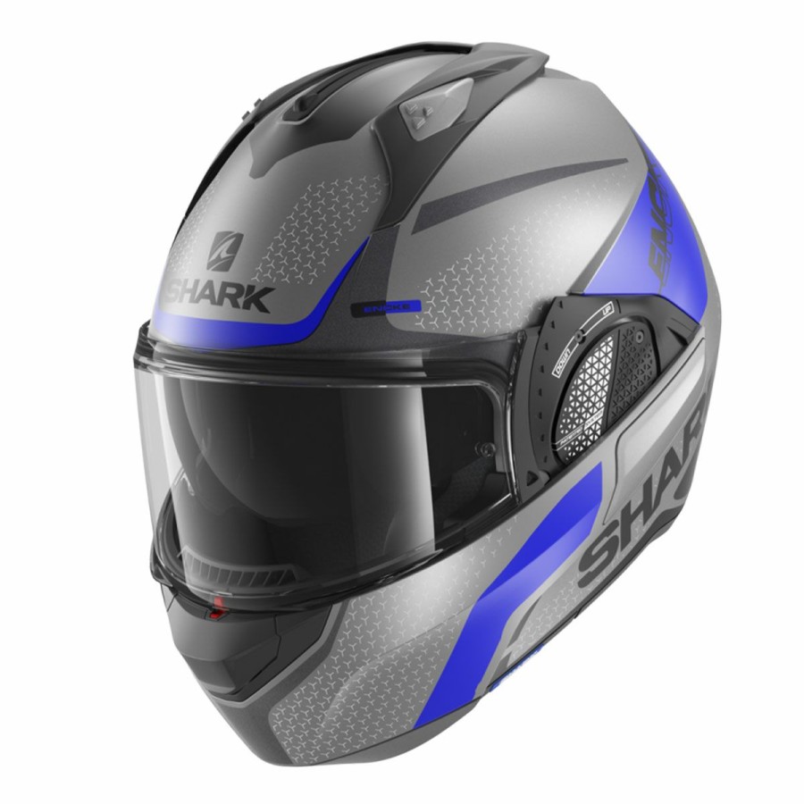 Helmets * | Shark Matte Grey/Blue/Black Evo Gt Encke Modular Helmet