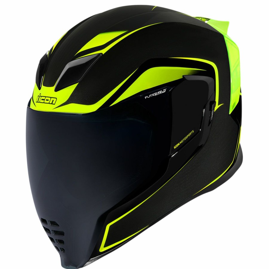 Helmets * | Icon Black/Hi-Viz Airflite Crosslink Full Face Helmet