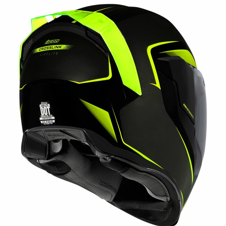 Helmets * | Icon Black/Hi-Viz Airflite Crosslink Full Face Helmet