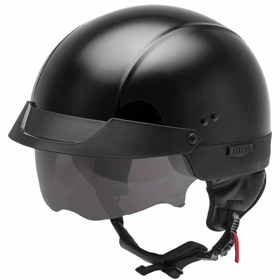 Helmets * | Gmax Hh-75 Gloss Black Half Helmet