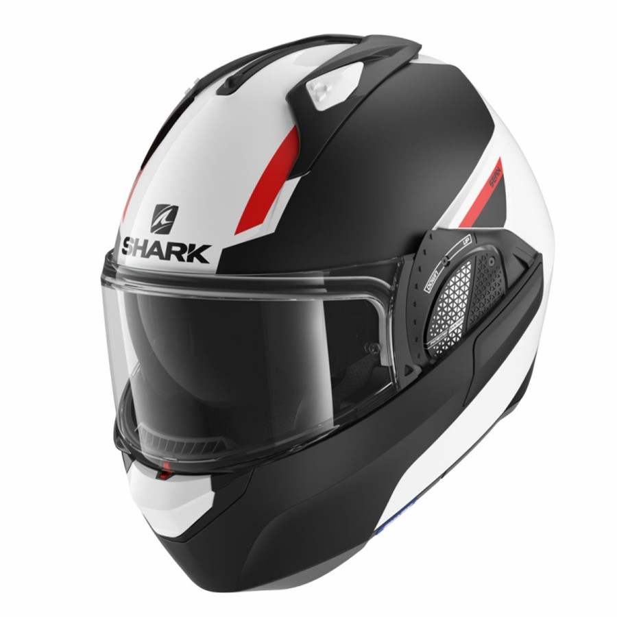 Helmets * | Shark White/Matte Black/Red Evo Gt Sean Modular Helmet