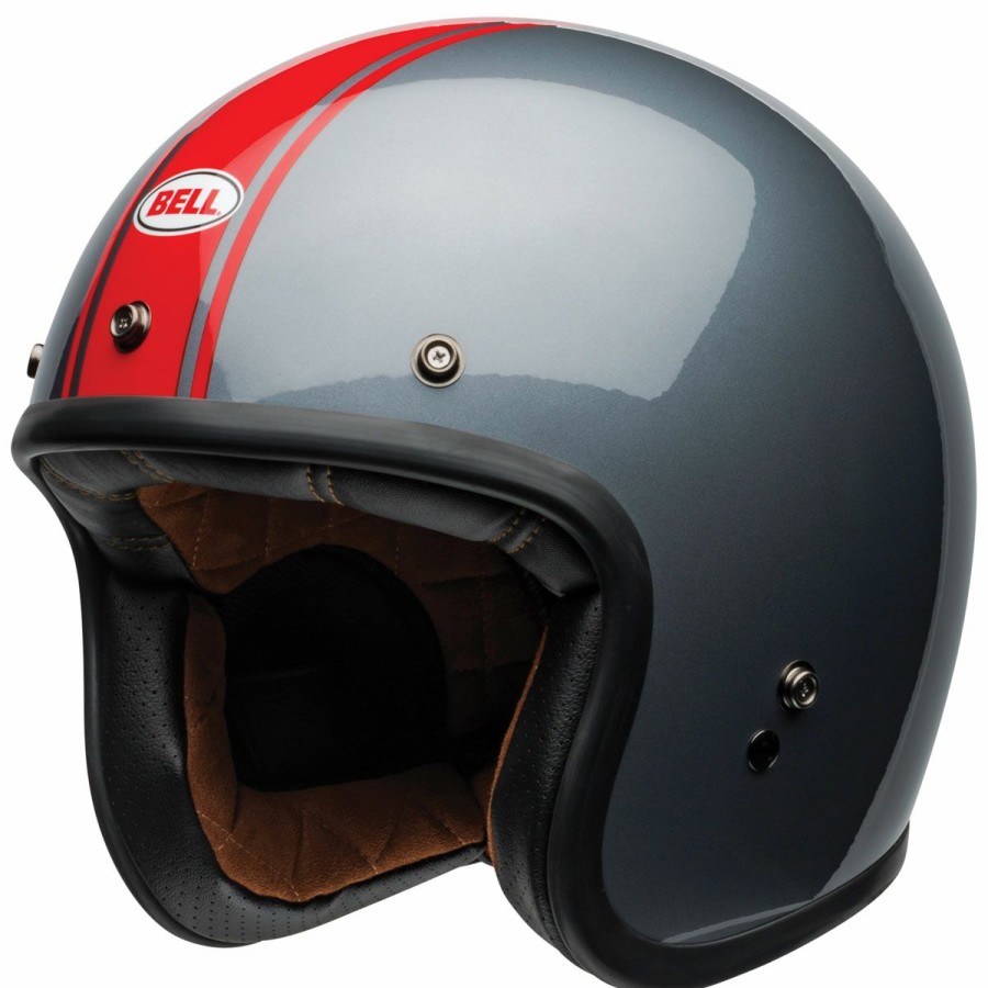 Helmets * | Bell Custom 500 Rally Gray/Red Open Face Helmet