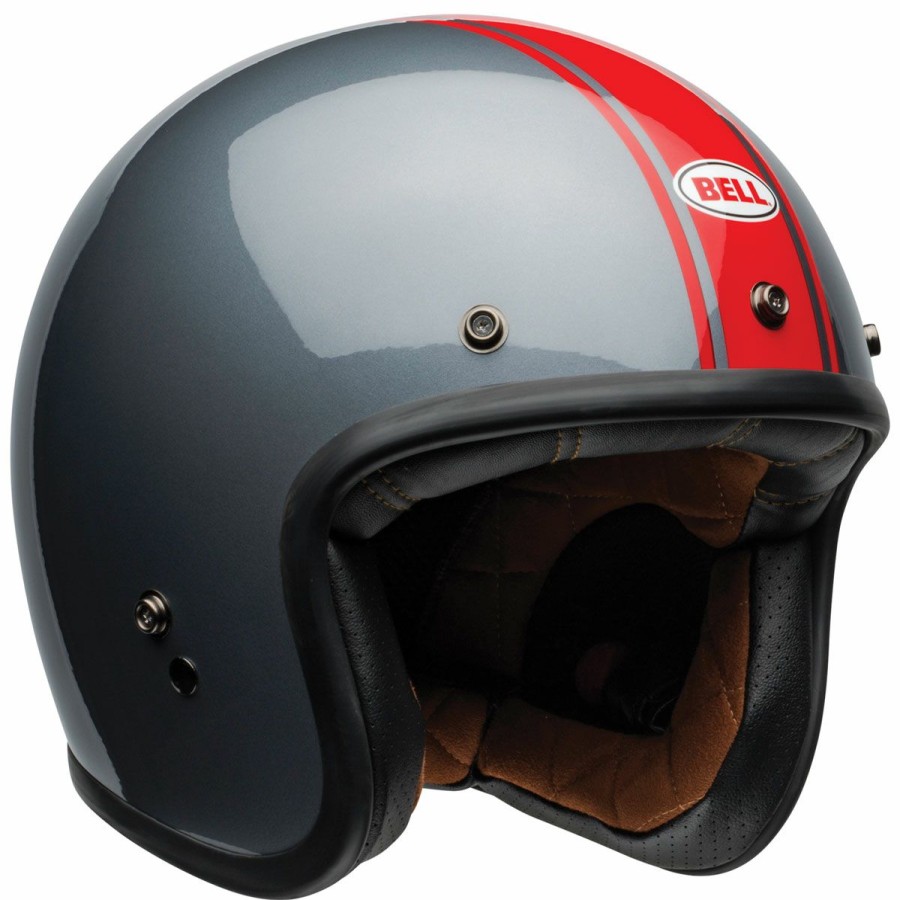 Helmets * | Bell Custom 500 Rally Gray/Red Open Face Helmet