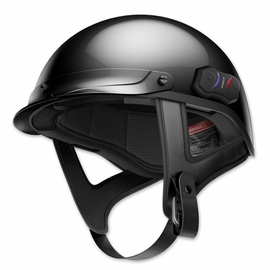 Helmets * | Sena Technologies Cavalry Bluetooth Gloss Black Half Helmet