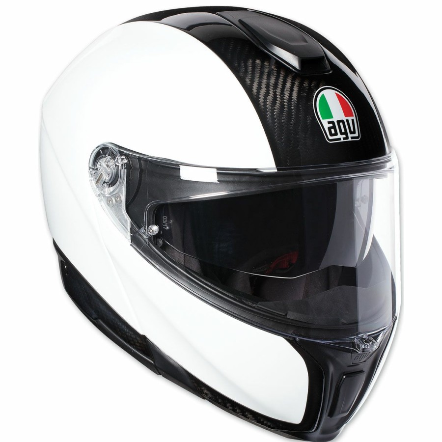 Helmets * | Agv Sport Modular Carbon/White Helmet