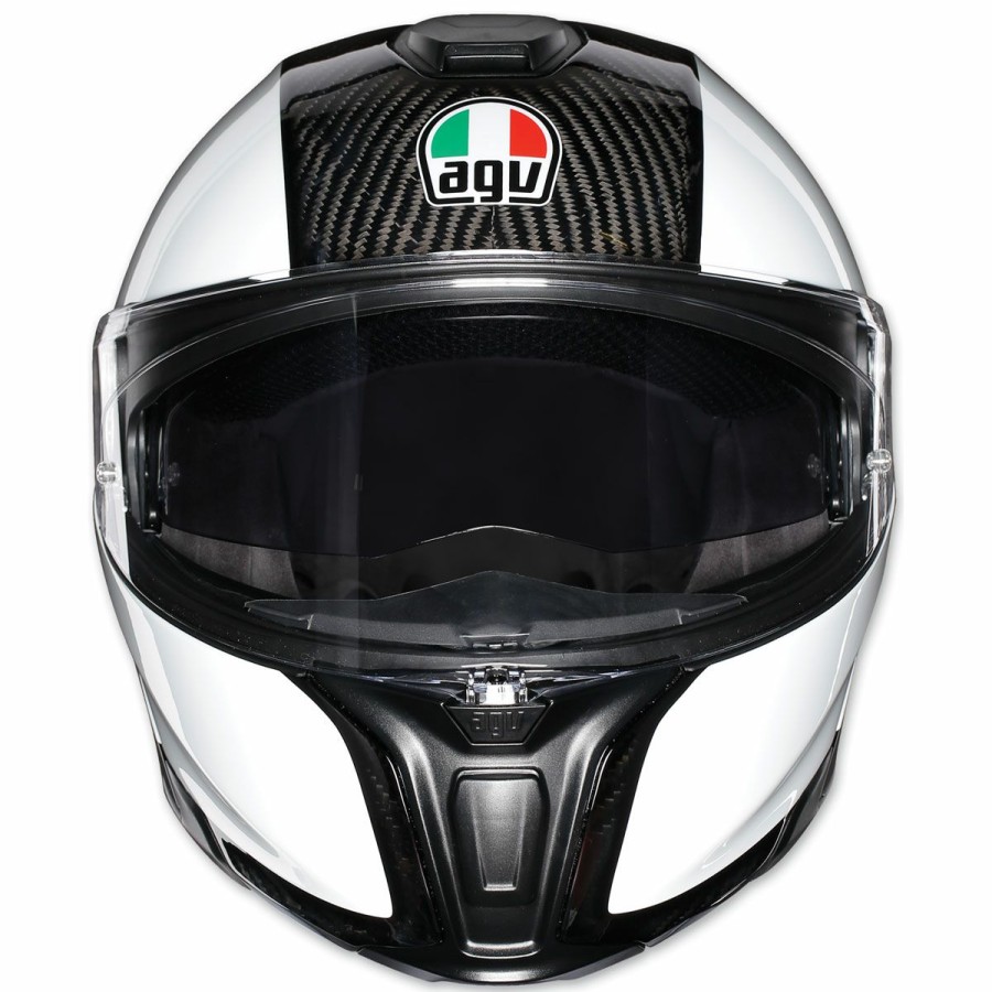 Helmets * | Agv Sport Modular Carbon/White Helmet