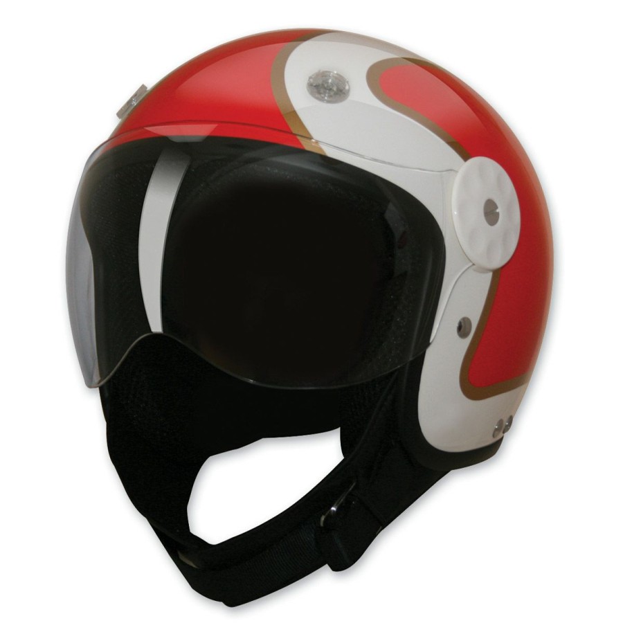 Helmets * | Hci-15 Stripe Red And Gold Open Face Helmet