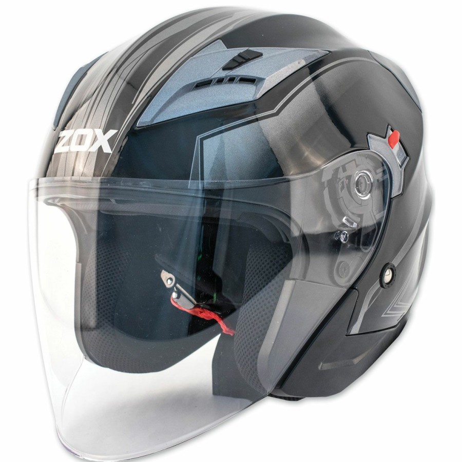 Helmets * | Zox Journey Trip Glossy Silver Open Face Helmet