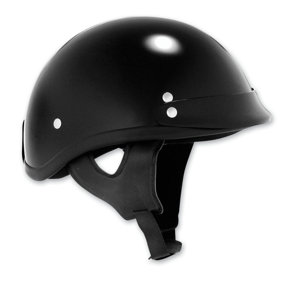 Helmets * | Skid Lid Traditional Black Half Helmet