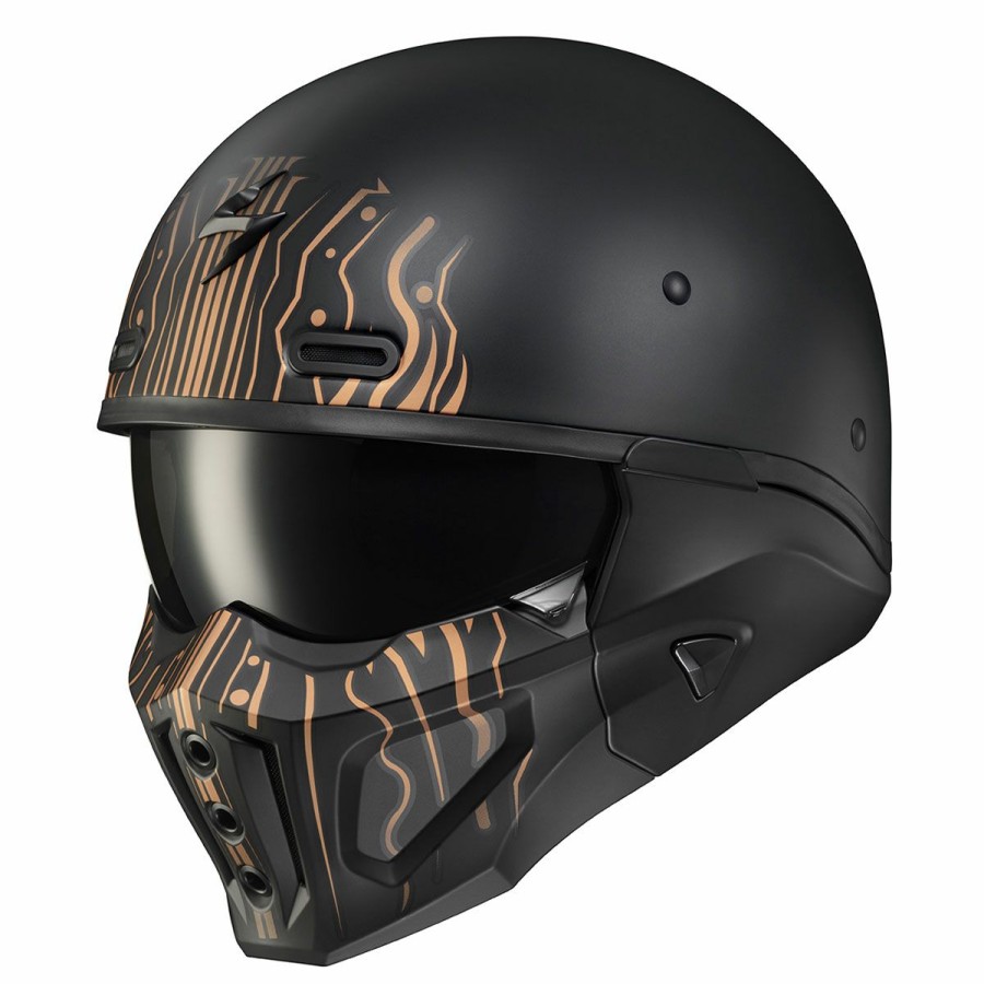 Helmets * | Scorpion Exo Black/Copper Covert X Tribe Open Face Helmet