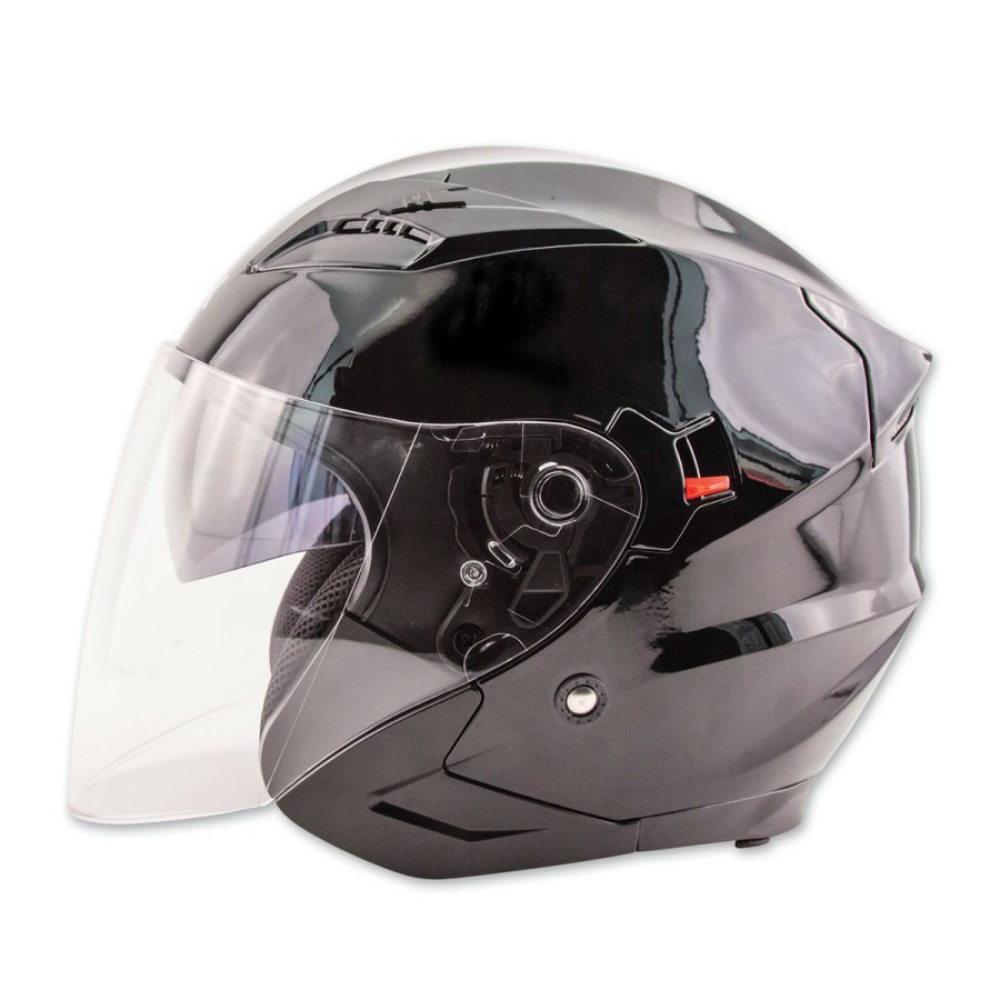 Helmets * | Zox Journey Gloss Black Open Face Helmet