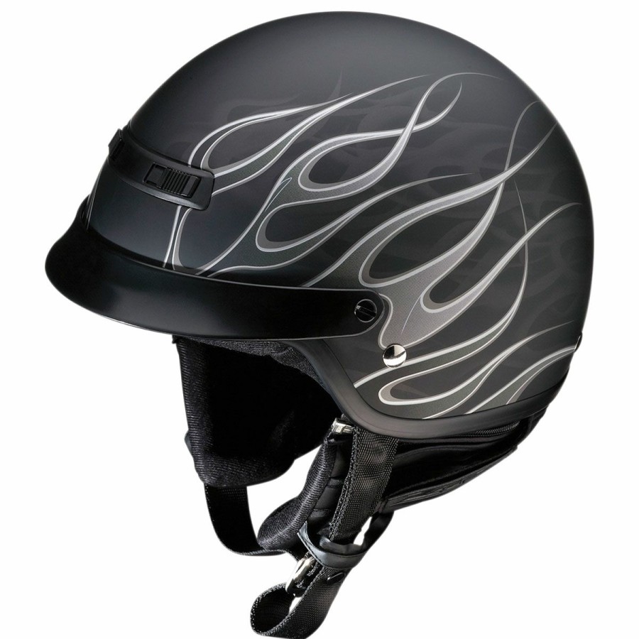 Helmets * | Z1R Nomad Hellfire Matte Black/Gray Half Helmet