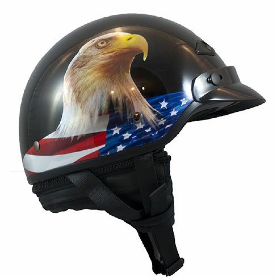 Helmets * | Ls2 Bagger Murica Gloss Black Half Helmet