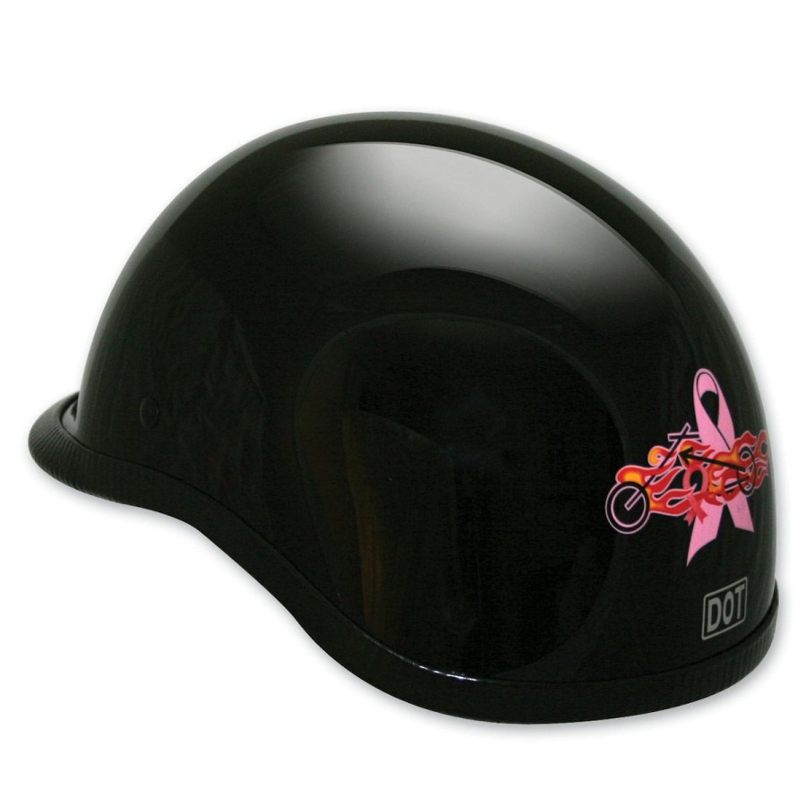 Helmets * | Hci-105 Pink Ribbon Black Half Helmet