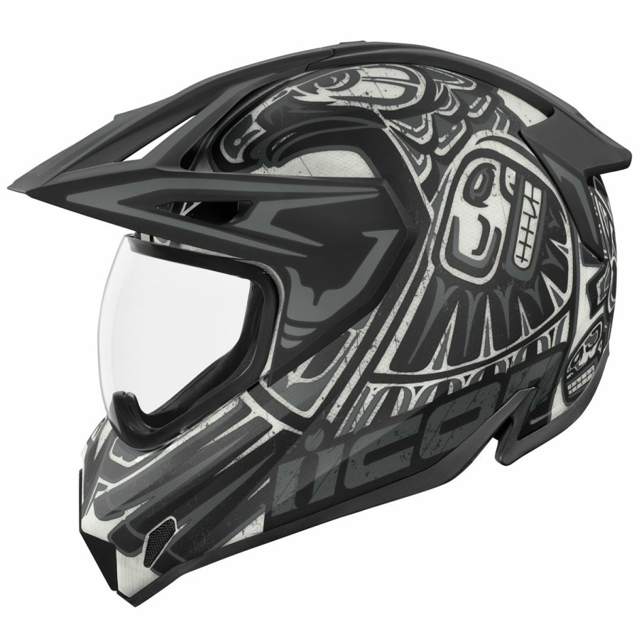 Helmets * | Icon Variant Pro Totem Black/Gray Dual Sport Helmet