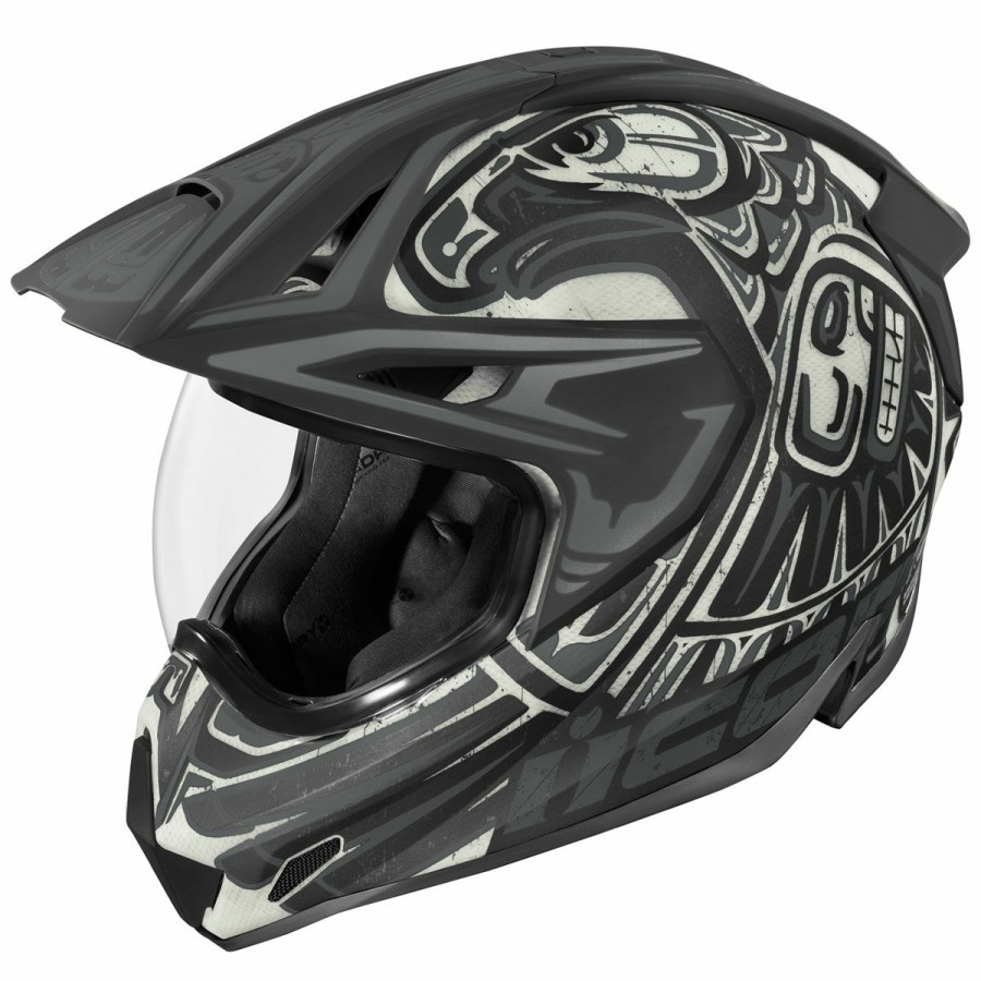 Helmets * | Icon Variant Pro Totem Black/Gray Dual Sport Helmet