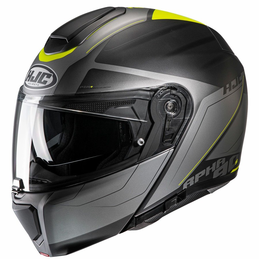 Helmets * | Hjc Black/Silver/Hi-Viz Rpha 90S Cadan Full Face Helmet