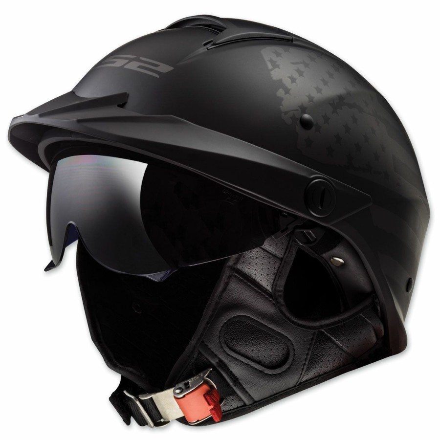 Helmets * | Ls2 Rebellion 1812 Matte Black Half Helmet